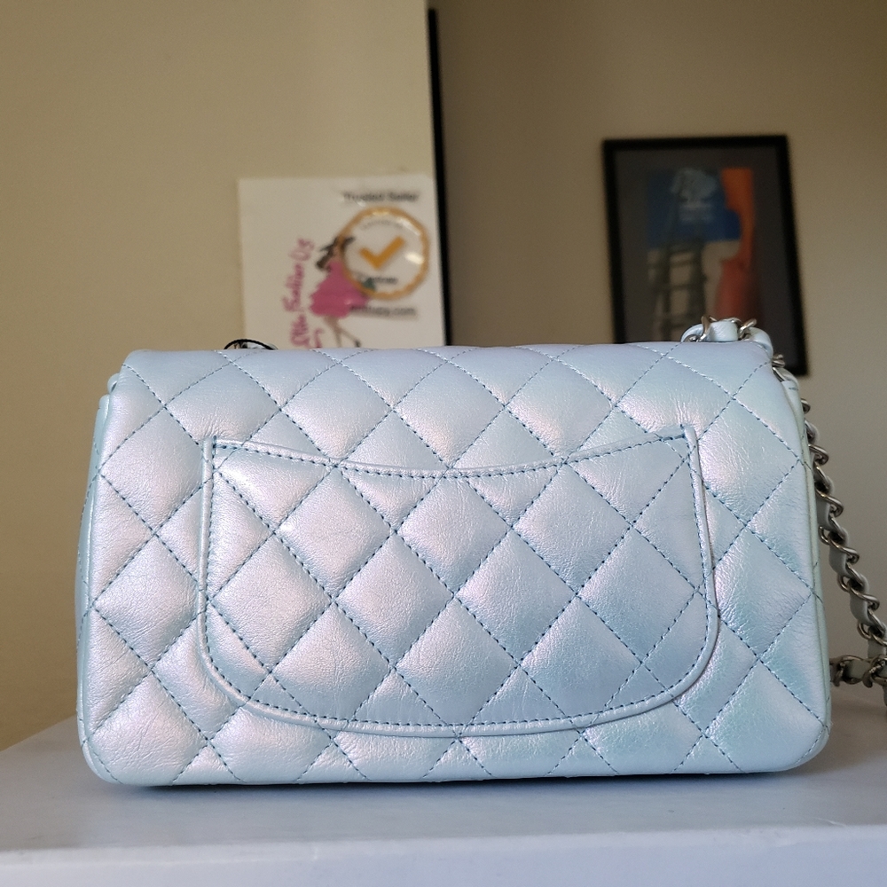 Chanel classic mini irridescent blue calfskin bag - Picture 12 of 16